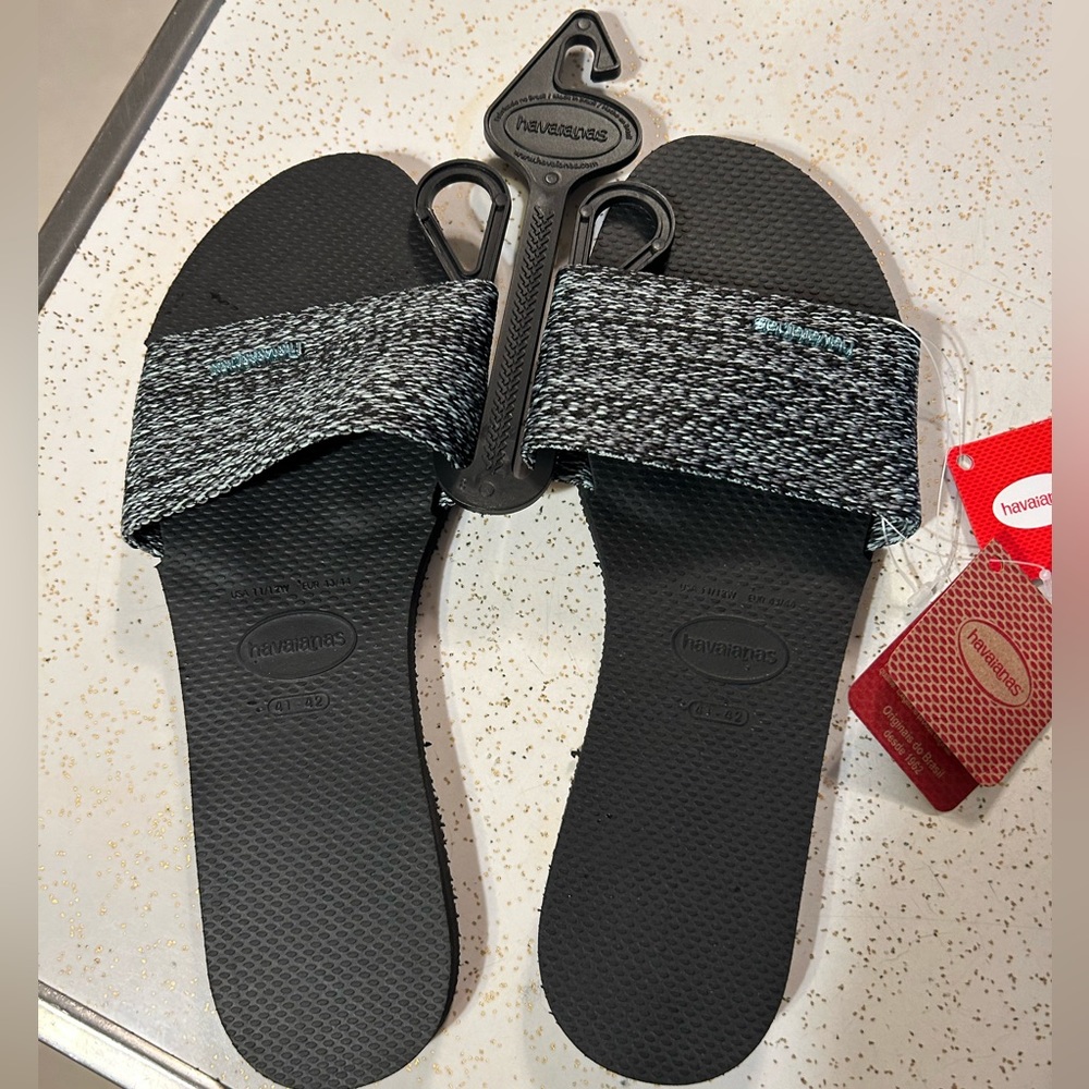 Malta Sandal in Black/Blue Sky, Size 11/12W